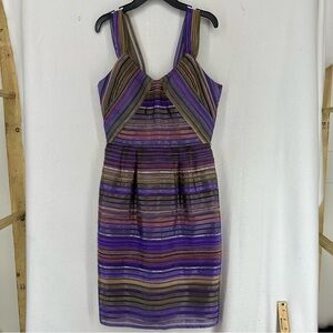 Donna Morgan Sleeveless Striped Mini Dress Women’s 2 Purple